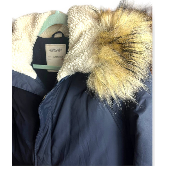 Crewcuts Boys 16 FISHTAIL PARKA Down Filled Jacket Sherpa Hood | Navy Blue F4506 - Picture 10 of 15